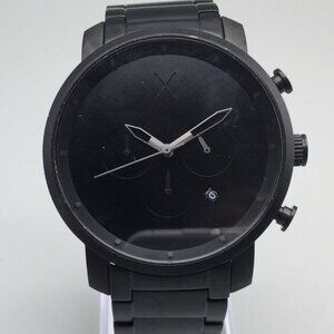 MVMT Chronograph Watch Men 45mm Black Date Stainless New Battery 7.75"